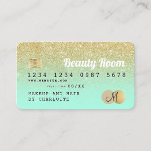Kredietkaart goudglitter schoonheidsminmonogram visitekaartje