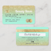 Kredietkaart goudglitter schoonheidsminmonogram visitekaartje (Voorkant / Achterkant)