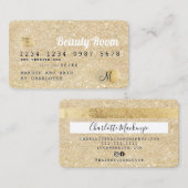 Kredietkaart goudglitter schoonheidsmonogram visitekaartje (Voorkant / Achterkant)