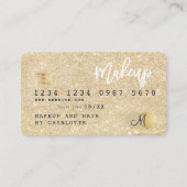 Kredietkaart goudglitterhaar make-up monogram visitekaartje (Voorkant)