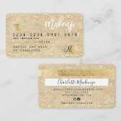 Kredietkaart goudglitterhaar make-up monogram visitekaartje (Voorkant / Achterkant)