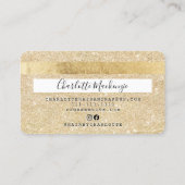 Kredietkaart goudglitterhaar make-up monogram visitekaartje (Achterkant)