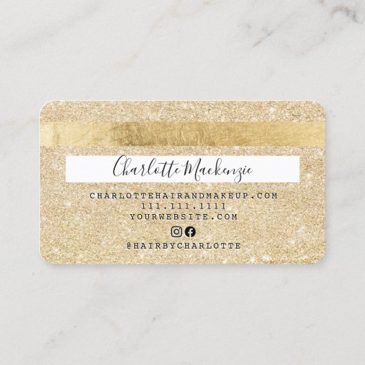 Kredietkaart goudglitterhaar make-up monogram visitekaartje (Achterkant)