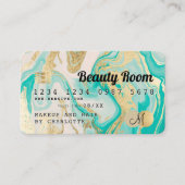 Kredietkaart goudmarmer agate schoonheidsmonogram visitekaartje (Voorkant)