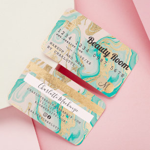 Kredietkaart goudmarmer agate schoonheidsmonogram visitekaartje