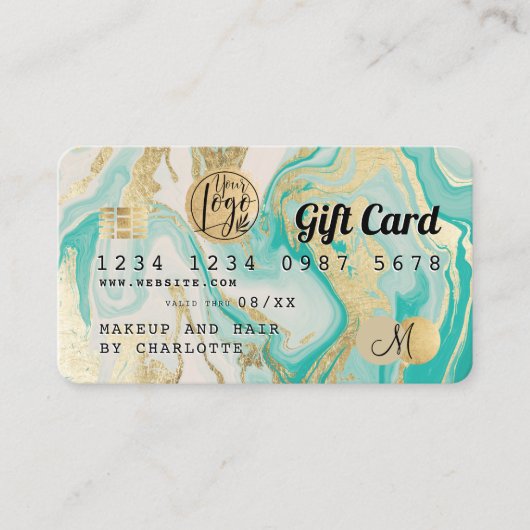 Kredietkaart goudmarmer-cadeaubon visitekaartje (Voorkant)