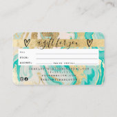 Kredietkaart goudmarmer-cadeaubon visitekaartje (Achterkant)