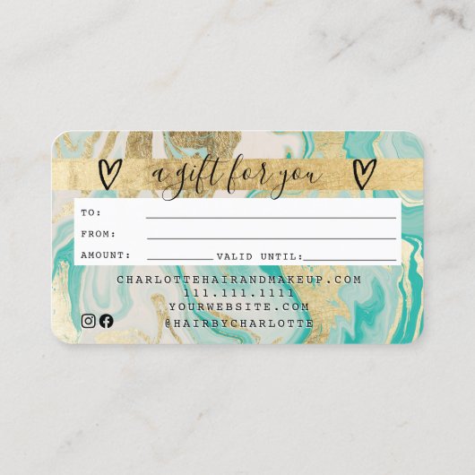 Kredietkaart goudmarmer-cadeaubon visitekaartje (Achterkant)