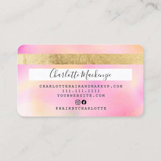 Kredietkaart goudparelroze girale schoonheidsmonog visitekaartje (Achterkant)