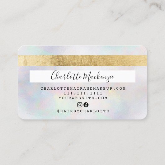 Kredietkaart goudperenhaar make-up monogram visitekaartje (Achterkant)