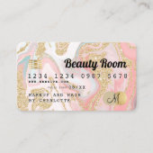 Kredietkaart goudroze schoonheidsmonogram visitekaartje (Voorkant)