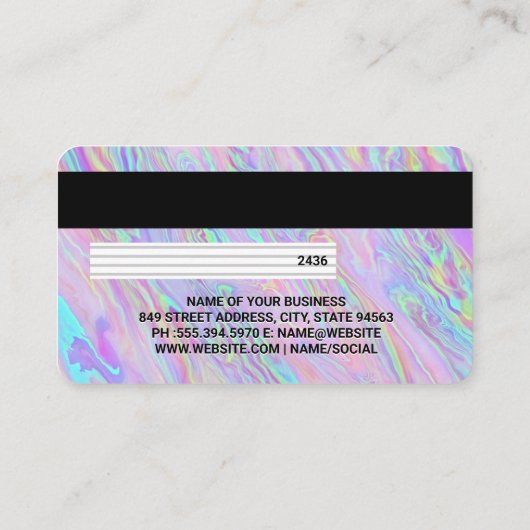 KredietKaart | Holografisch iriserend vloeibaar Visitekaartje (Achterkant)