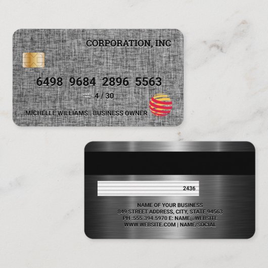 KredietKaart | Linen Fabric | Metaal Visitekaartje (Voorkant / Achterkant)