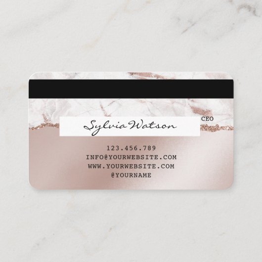 Kredietkaart met styreen Roos Gold Driving Gold Visitekaartje (Achterkant)