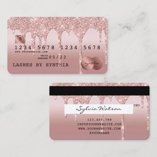 Kredietkaart met styreen Roos Gold Driving Gold Visitekaartje (Voorkant / Achterkant)