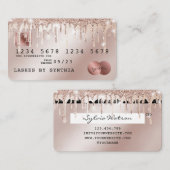 Kredietkaart met styreen Roos Gold Glitter-schijve Visitekaartje (Voorkant / Achterkant)