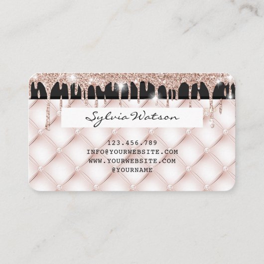 Kredietkaart met styreen Roos Gold Glitter-schijve Visitekaartje (Achterkant)