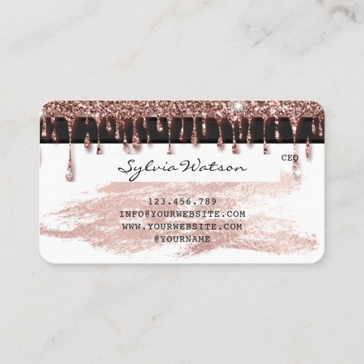 Kredietkaart met styreen Roos Gold Glitter-schijve Visitekaartje (Achterkant)