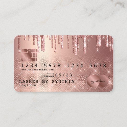 Kredietkaart met styreen Roos Gold Glitter-schijve Visitekaartje (Voorkant)