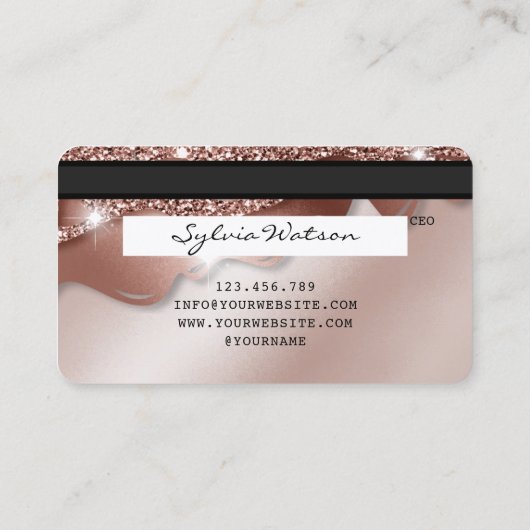 Kredietkaart met styreen Roos Gold Glitter-schijve Visitekaartje (Achterkant)