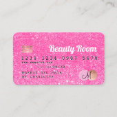 Kredietkaart neon roze glitter schoonheidsmonogram visitekaartje (Voorkant)