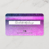Kredietkaart paars roze glitter-haarmonogram visitekaartje (Achterkant)