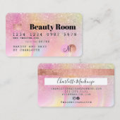 Kredietkaart pastel glitter marmer visitekaartje (Voorkant / Achterkant)