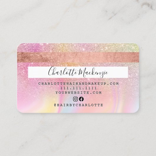 Kredietkaart pastel glitter marmer visitekaartje (Achterkant)