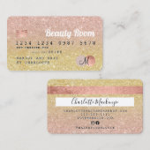 Kredietkaart roos goud glitter goud schoonheid visitekaartje (Voorkant / Achterkant)