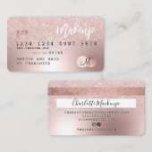 Kredietkaart roos goud metaalglitter haarnaam visitekaartje (Voorkant / Achterkant)