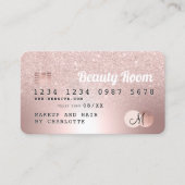 Kredietkaart roos goud metaalglitterloyaliteit visitekaartje (Voorkant)