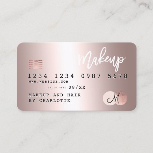 Kredietkaart roos goud metaalhoudende folie haarmo visitekaartje (Voorkant)