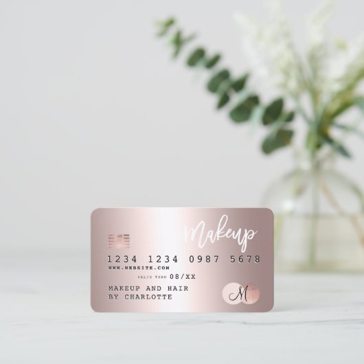 Kredietkaart roos goud metaalhoudende folie haarmo visitekaartje (Staand voorkant)