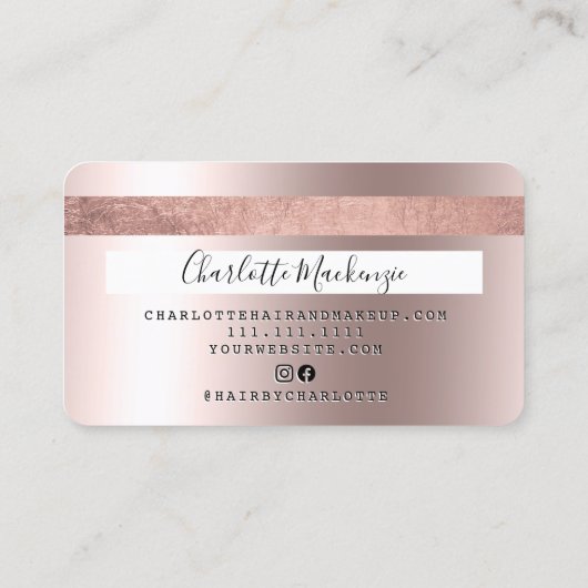 Kredietkaart roos goud metaalhoudende folie haarmo visitekaartje (Achterkant)