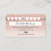 Kredietkaart roos gouden zwarte roze glitterloyali visitekaartje (Achterkant)