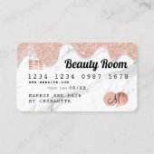 Kredietkaart roos goudglitter druppelt marmer scho visitekaartje (Voorkant)