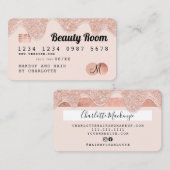 Kredietkaart roos goudglitter druppelt schitterend visitekaartje (Voorkant / Achterkant)