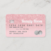 Kredietkaart roze glitter Beauilver monogram Visitekaartje (Voorkant)