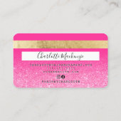 Kredietkaart roze glitter schoonheidsroze monogram visitekaartje (Achterkant)