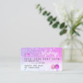Kredietkaart roze paars glitter marmer monogram visitekaartje (Staand voorkant)
