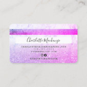 Kredietkaart roze paars glitter marmer monogram visitekaartje (Achterkant)
