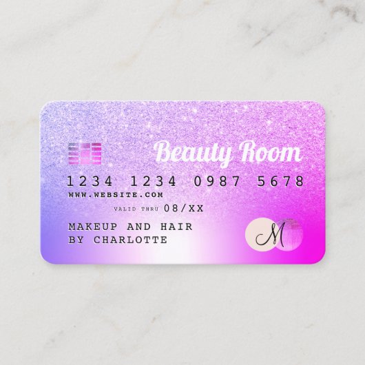 Kredietkaart roze paarse metallische glitterloyali visitekaartje (Voorkant)