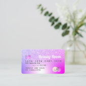 Kredietkaart roze paarse metallische glitterloyali visitekaartje (Staand voorkant)