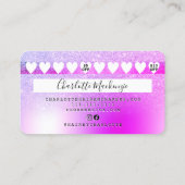 Kredietkaart roze paarse metallische glitterloyali visitekaartje (Achterkant)