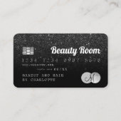 Kredietkaart schoonheid zwart glitter monogram visitekaartje (Voorkant)