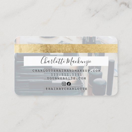 Kredietkaart: schoonheidsmonogram goud witte foto visitekaartje (Achterkant)