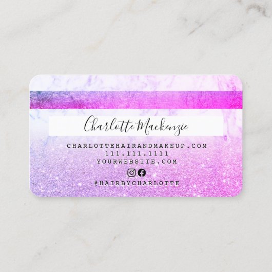 Kredietkaart schoonheidsroze glitter marmer monogr visitekaartje (Achterkant)