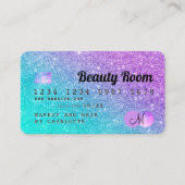 Kredietkaart: schoonheidszeemeermin glitter monogr visitekaartje (Voorkant)