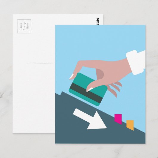 Kredietkaart voor handbediende zwemmen briefkaart (Voorkant / Achterkant)