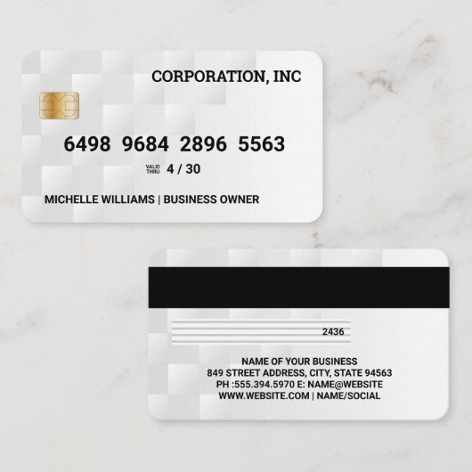 KredietKaart | White Geometric Modern Pattern Visitekaartje (Voorkant / Achterkant)